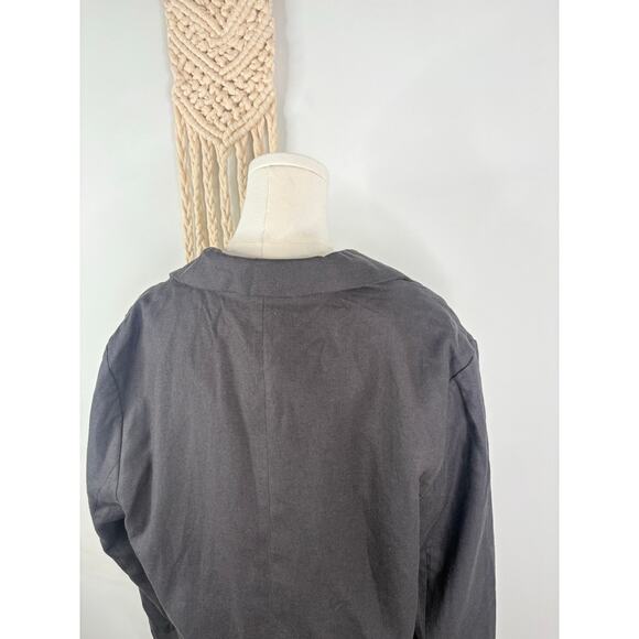 NWT American Eagle Linen Cropped Blazer Jacket Large Charcoal Gray - Picture 6 of 8